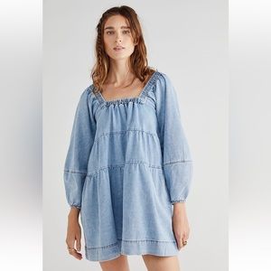 Free People Lou Jean Babydoll Dress in color Rust